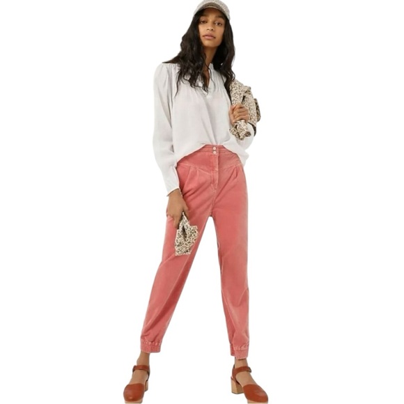 Anthropologie Kalea Rose Pink Pleated Trouser Jogger Pants Women’s XS - Picture 1 of 11